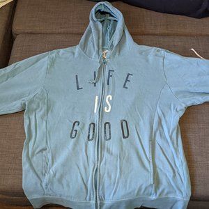 Life Is Good XL zip hoodie aqua